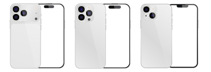 Vector realistic smartphone, 17 pro and 15 pro. Realistic gadget set. Vector electronic device with blank empty screen isolated on transparent background.