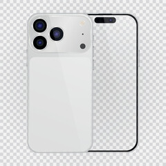 Vector realistic smartphone 17 pro. Realistic gadget set png. Vector electronic device with blank empty screen isolated on transparent background.