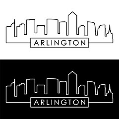 Obraz premium Arlington, VA skyline. Linear style. Single line. Editable vector file.