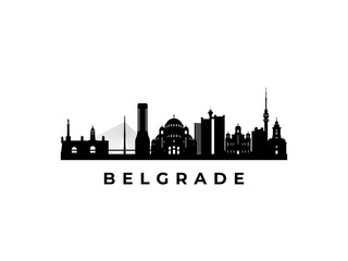 Naklejka premium Vector Belgrade skyline. Travel Belgrade famous landmarks. Business and tourism concept for presentation, banner, web site.