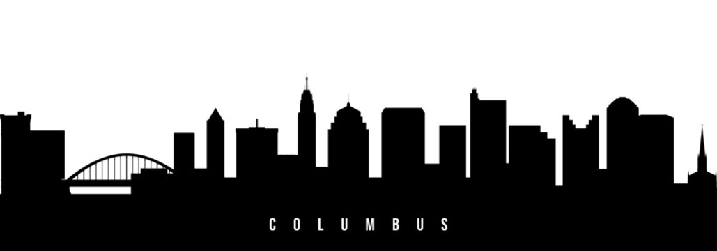 Vector silhouette illustration of Columbus city urban skyline. Modern minimalist cityscape graphic, perfect for travel, banners or backgrounds.