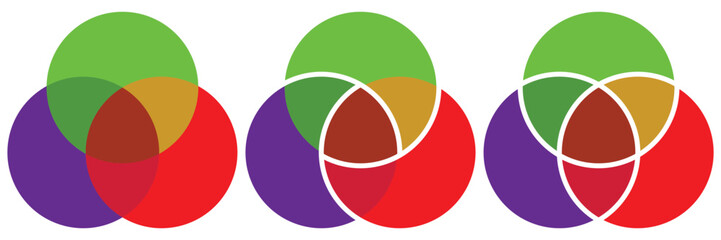 Venn Diagram Circles Infographic Chart for Business Strategy Presentation, Vector Design Elements