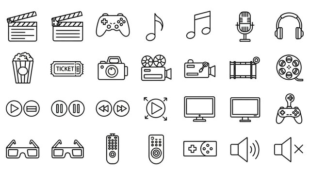 Collection of multimedia technology icons.