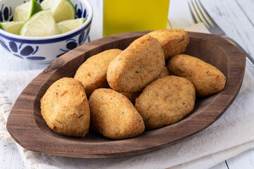 Bolinho de bacalhau or codfish balls, typical portuguese snack
