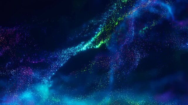 Colorful abstract motion background with shimmering particles flowing in waves. Ideal for creating a vibrant atmosphere in digital projects and presentations