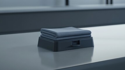 Folded antimicrobial wipes neatly stacked inside a dark box