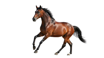 Obraz premium Majestic brown horse galloping with power and grace.