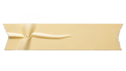 Beige masking tape strip with folded crease, label isolated on transparent background
