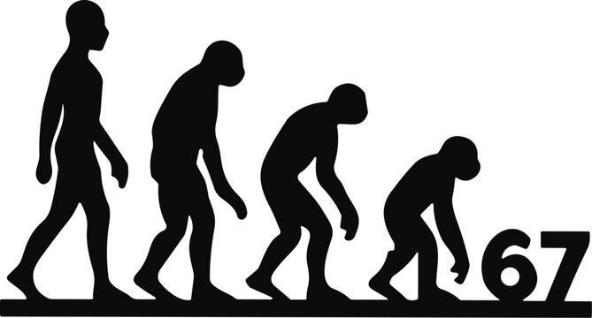 67 Evolution Svg, Funny Six Seven Meme Svg, Trendy Meme Svg