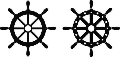 Ship wheel silhouette on white background © candysartistry