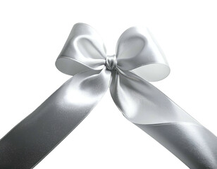 Silver Satin Ribbon Bow Decoration.