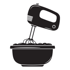 Mixer is stirring the dough, black silhouette, icon