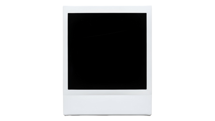 White rectangular frame with black center on black background