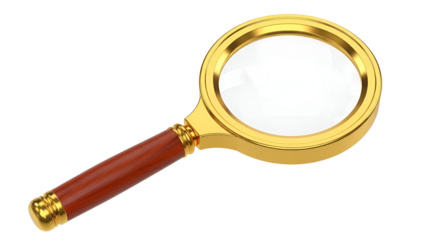 Gold and brown magnifying glass on black background