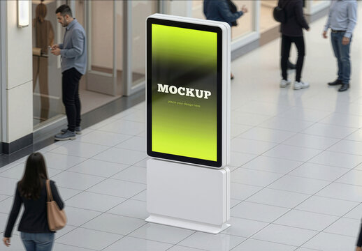 Billboard Mockup Advertising Totem Display In A Modern Mall