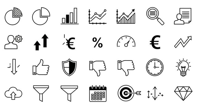 Collection of Simple Black Business Icons.