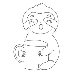 Obraz premium Sloth with mug stroke