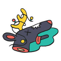 Obraz premium Drunk reindeer color stroke anti christmas