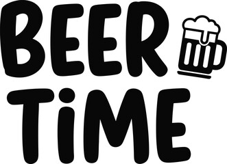 Beer Time Lettering Graphic with Beer Mug Icon