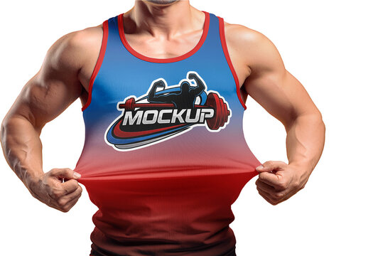 Man Wearing Tank Top Mockup