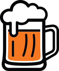 Stylized Cold Beer Mug with Foam Icon Vector