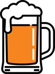 Outline Beer Mug Icon with Foam Digital Illustration