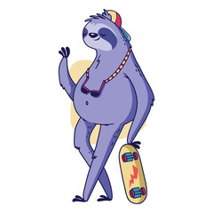 Obraz premium Skater sloth illustration