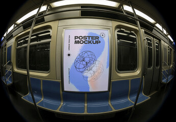 Urban Subway Interior With Bold Poster Advertisement Mockup