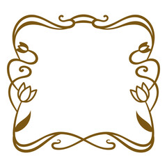 Golden framed art with a flower design