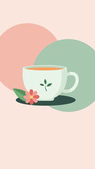 Obraz premium Inviting Teacup Illustration Amidst Pastel Hues Captures Serenity and Delicate Charm