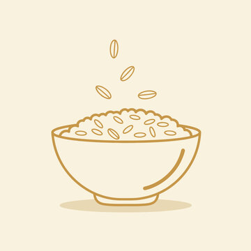 Minimalist Bowl Of Nourishing Grains Icon And Illustration Design For Culinary Projects