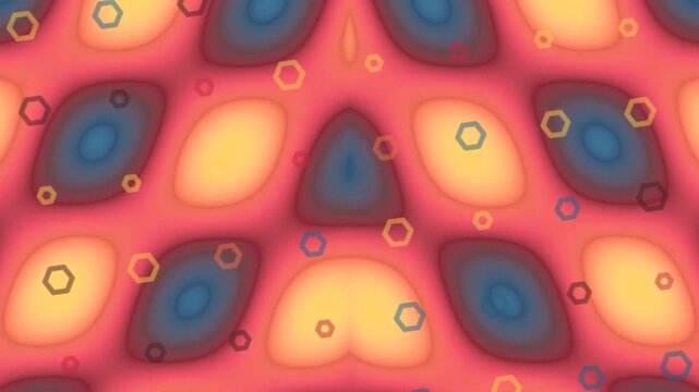 Exploring abstract warm cell patterns with soft gradients and geometric accents