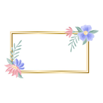 Floral watercolor rectangular frame