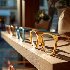 Modern Colorful Eyewear Display in Shop Window