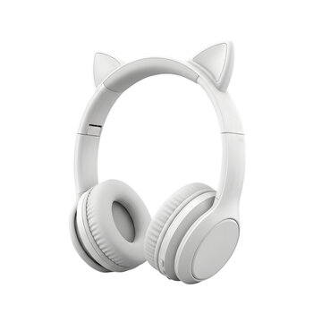 White cat ear headphones isolated isolated on transparent background