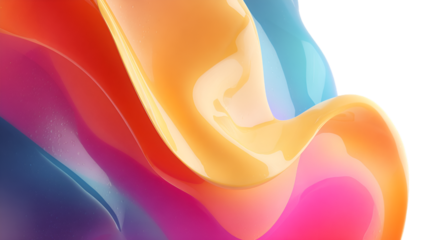 A vibrant abstract artwork featuring colorful swirling shapes on a black background