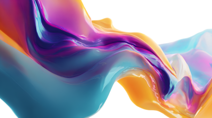 A vibrant abstract artwork featuring colorful fluid shapes on a black background