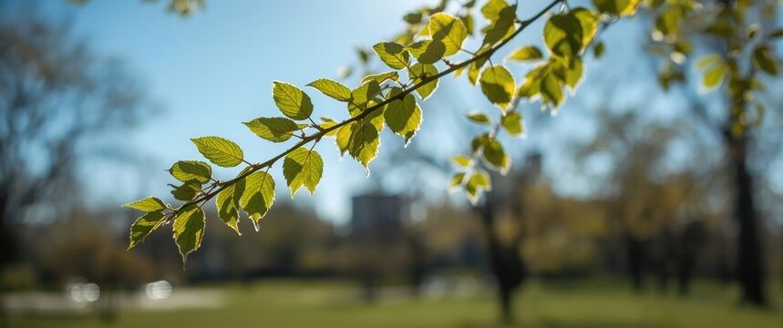 Design idea inspired by nature: Liquidambar styraciflua with blossoming green leaves on a sunny spring day