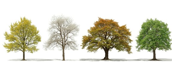Big tree group isolated against white background