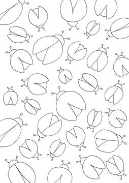 Doodle Coloring Page with 31 Ladybugs for Daily Creative Practice, Line Art Worksheet, Printables, Mindfulness Activity, Minimal Black and White Illustration