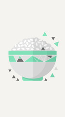 Obraz premium Minimalist Illustration of a Rice Bowl with Geometric Accents and a Modern Aesthetic