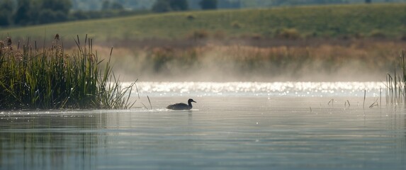 Fototapeta premium Wetlands surrounding Iris Golu Lake near Karareis in Karaburun, Izmir, Turkiye