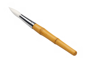 Calligraphy brush with bamboo handle and white bristles, a traditional art tool for painting and writing
