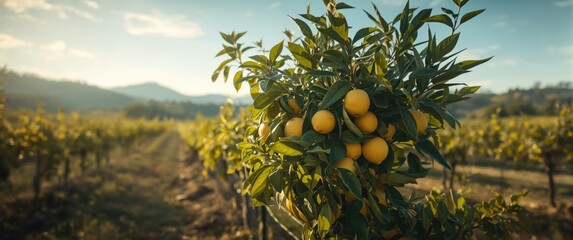 Obraz premium Tuscan Vineyard Featuring a Lemon Tree