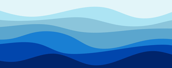 Abstract layered wave background with blue gradient bands and flowing curves