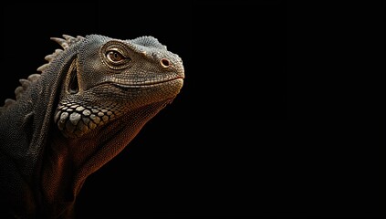 Fototapeta premium Detailed shot of a Komodo dragon focusing on head and scales, illustrating predator features