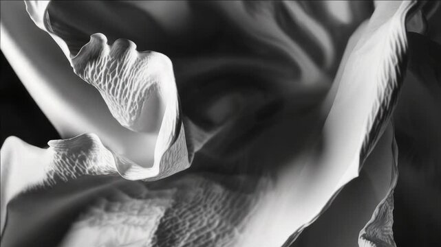 Close-up of a strange looking sea creature with wavy tentacles and smooth skin. Black and white .