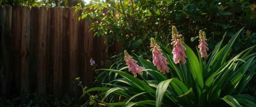 Lobia (hyacinth beans) with pink flowers on a green leaves backdrop