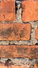 Close Up of Red Brick Wall Texture - Close de textura de muro de tijolos vermelhos