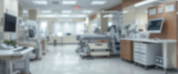 Abstract blurred background of healthcare facility interior, highlighting medical and hospital concepts